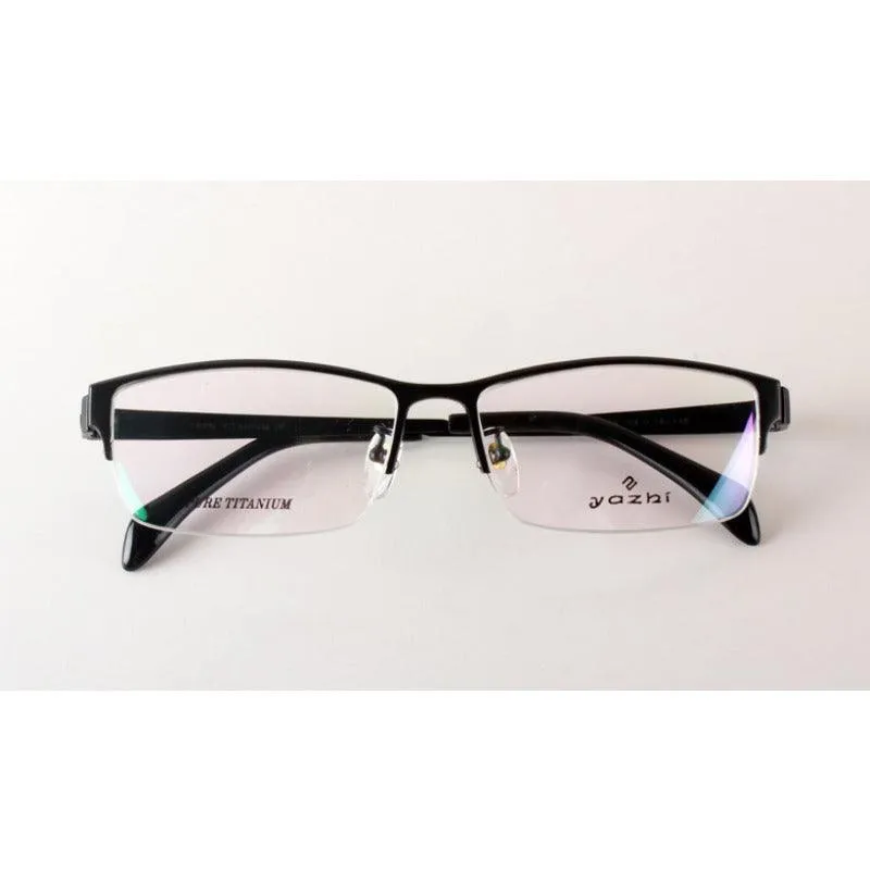 Men's Titanium Wide Half Rim Eyeglasses A8179