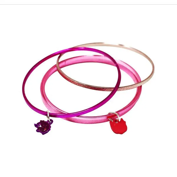 Metallic Charm Bangle Set