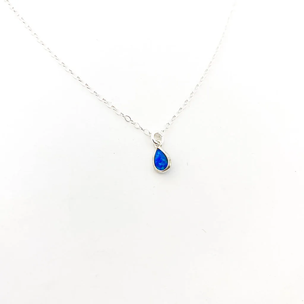 Mila Teardrop Lab Opal Necklace