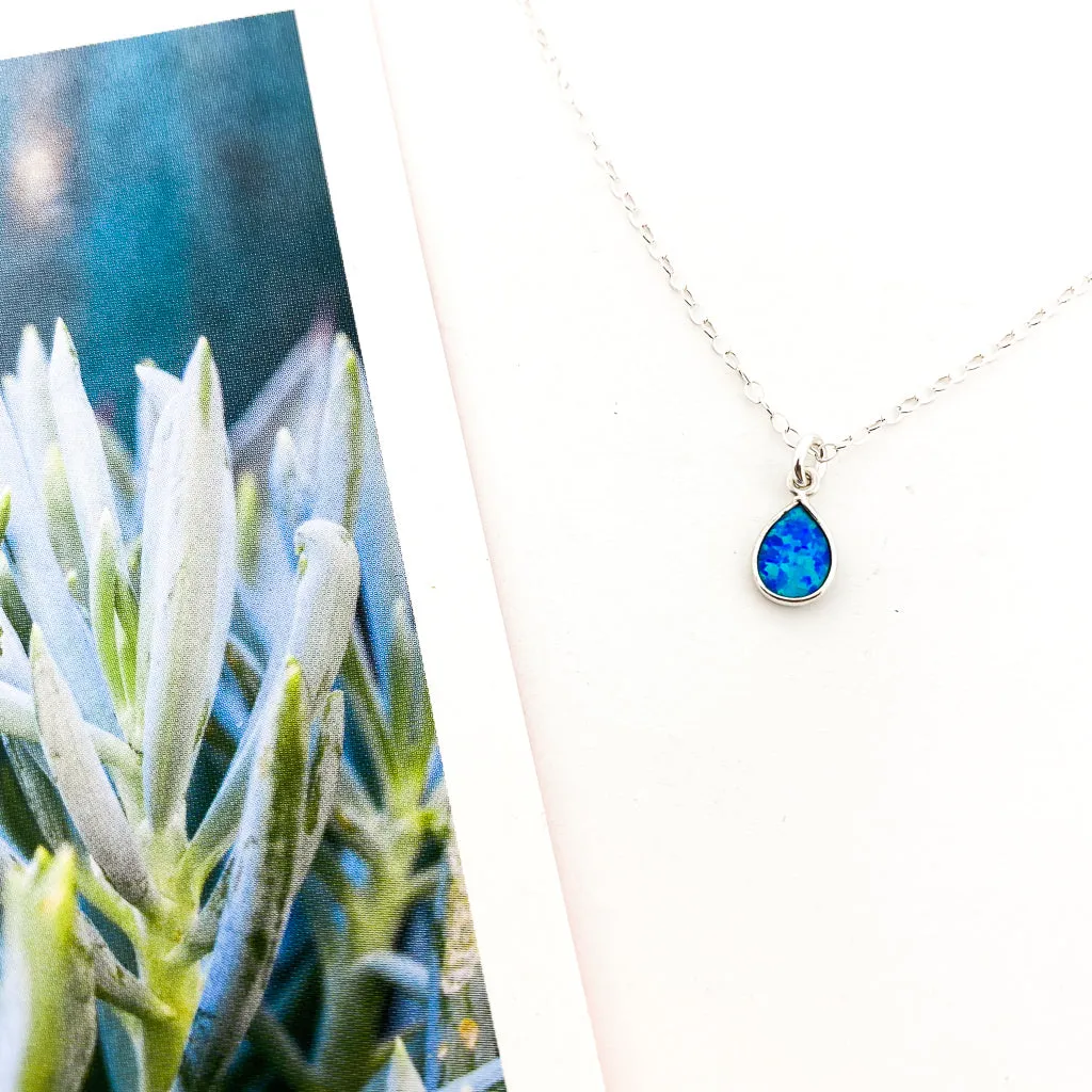 Mila Teardrop Lab Opal Necklace