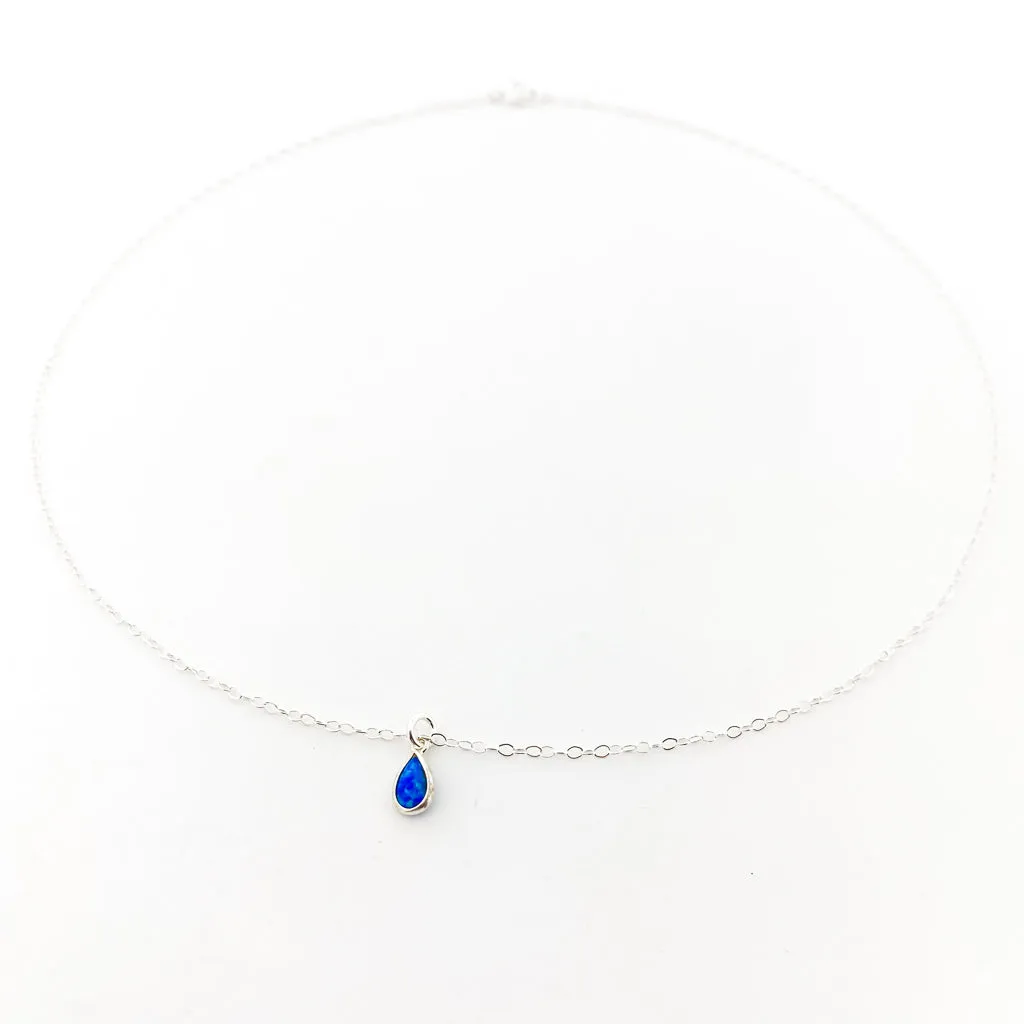 Mila Teardrop Lab Opal Necklace