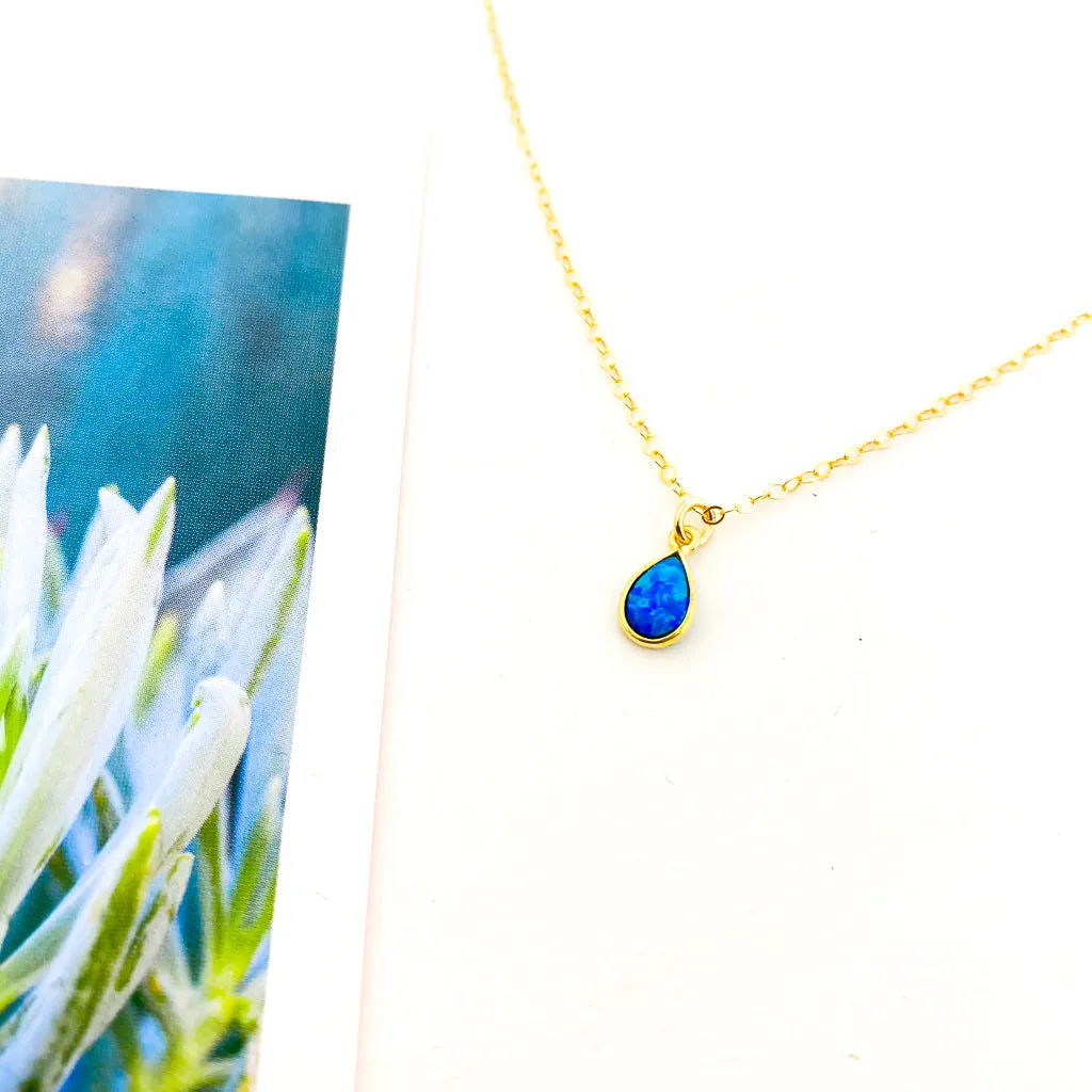 Mila Teardrop Lab Opal Necklace