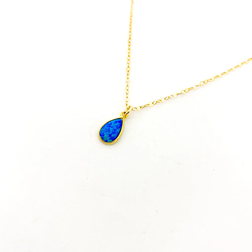 Mila Teardrop Lab Opal Necklace