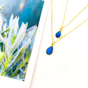 Mila Teardrop Lab Opal Necklace