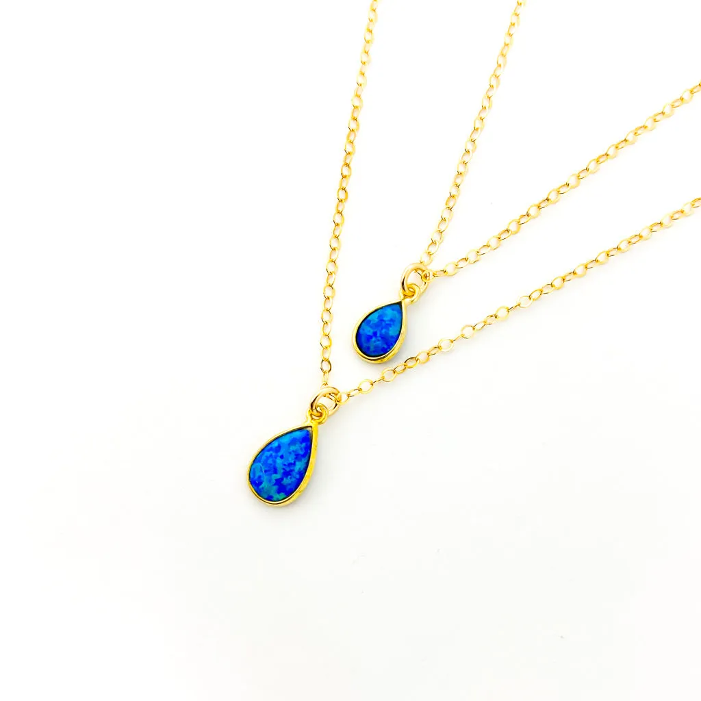 Mila Teardrop Lab Opal Necklace