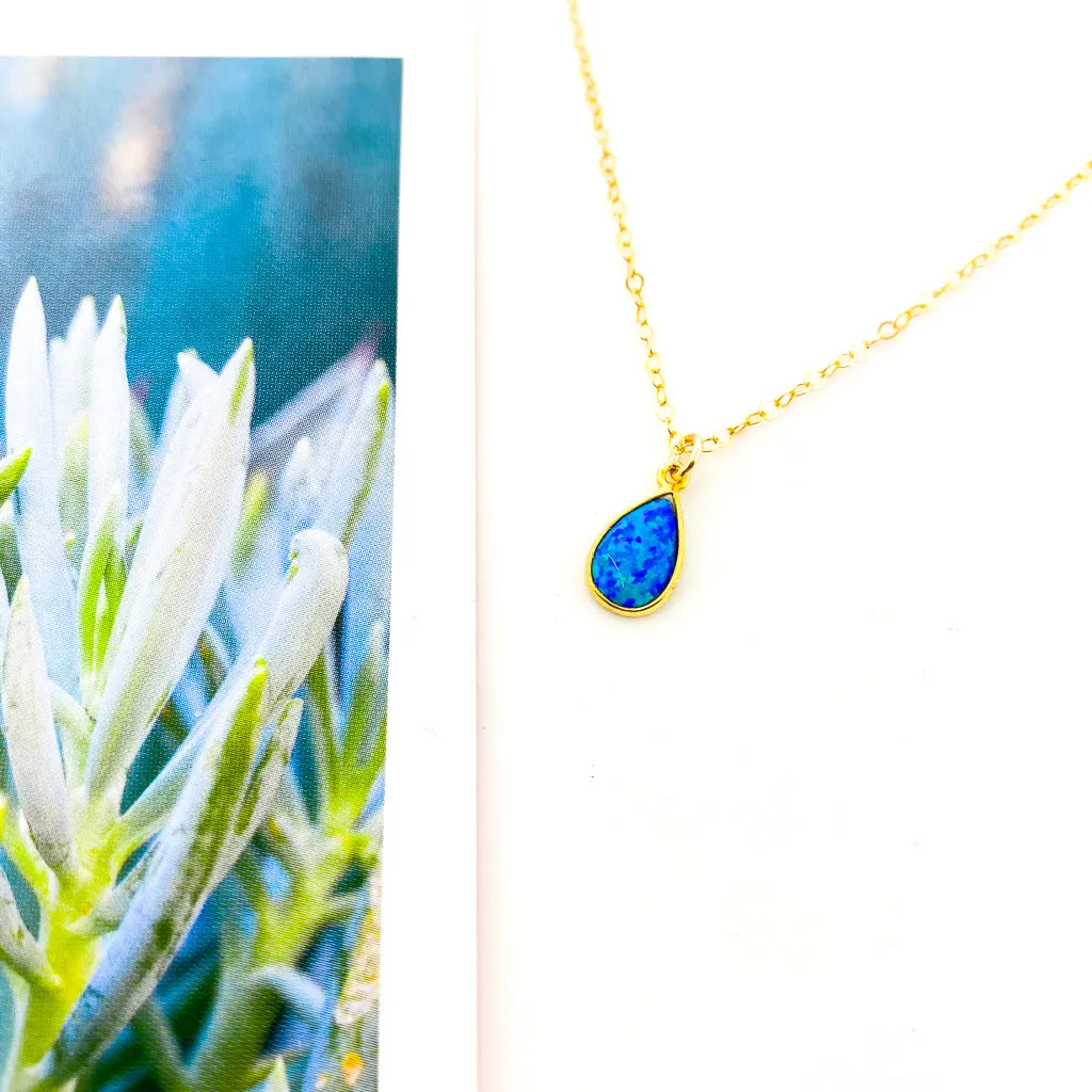 Mila Teardrop Lab Opal Necklace