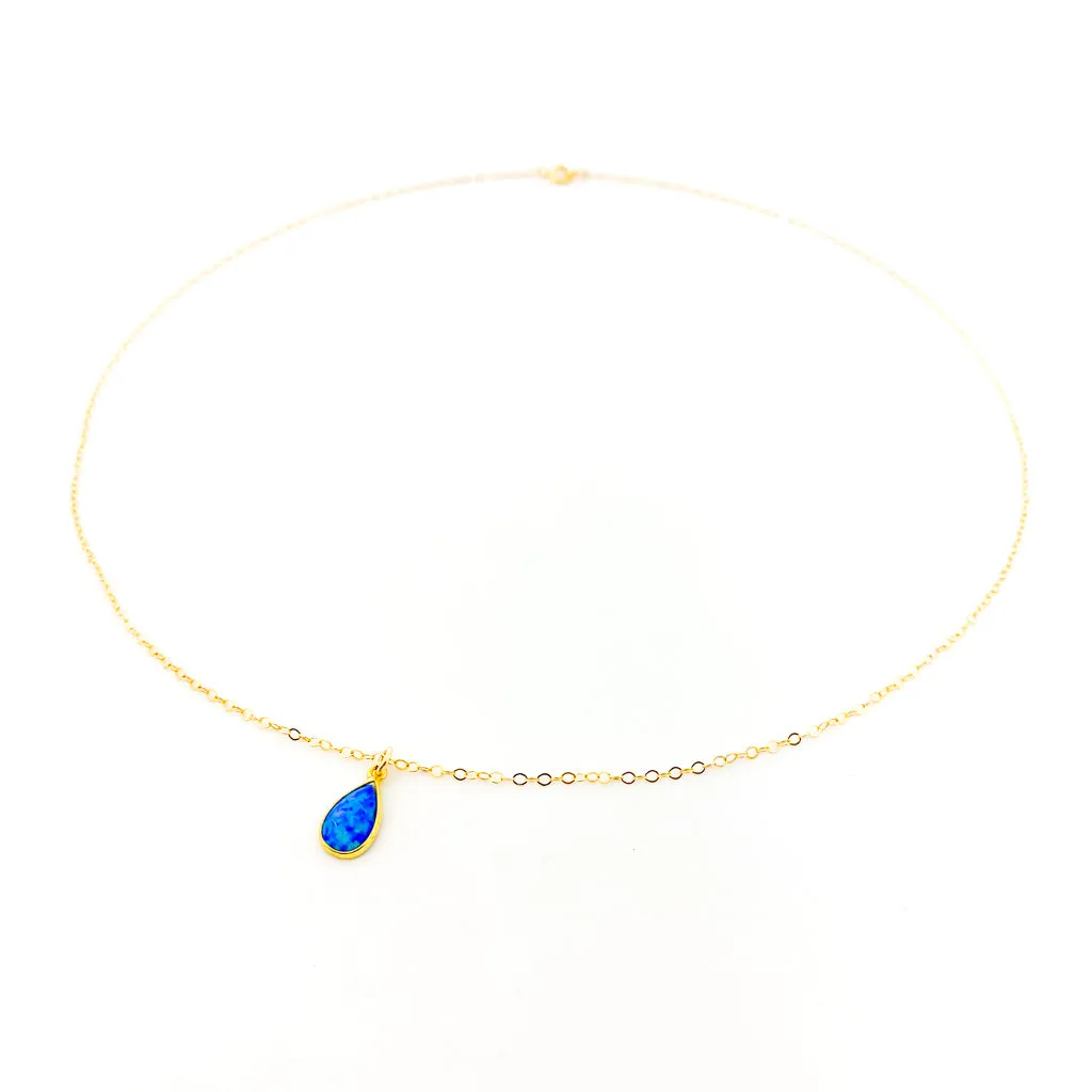 Mila Teardrop Lab Opal Necklace