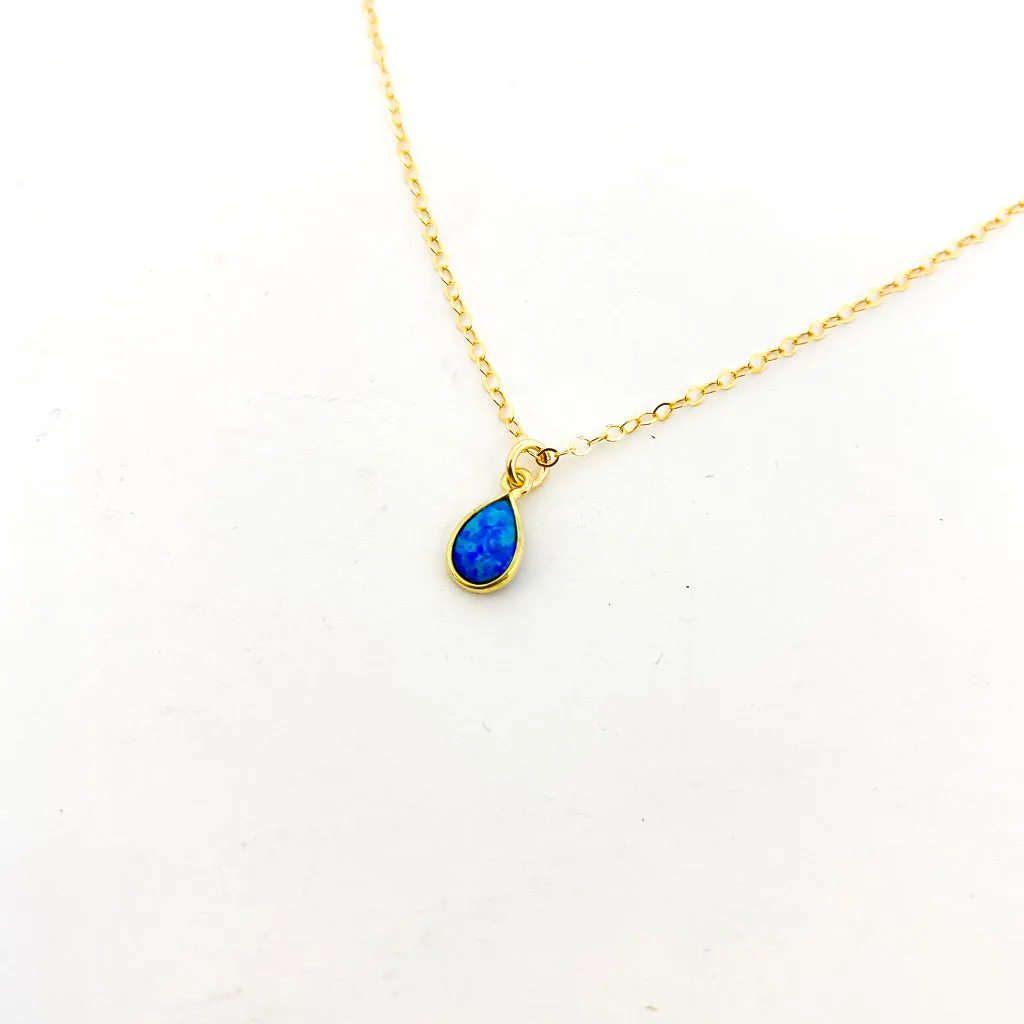 Mila Teardrop Lab Opal Necklace