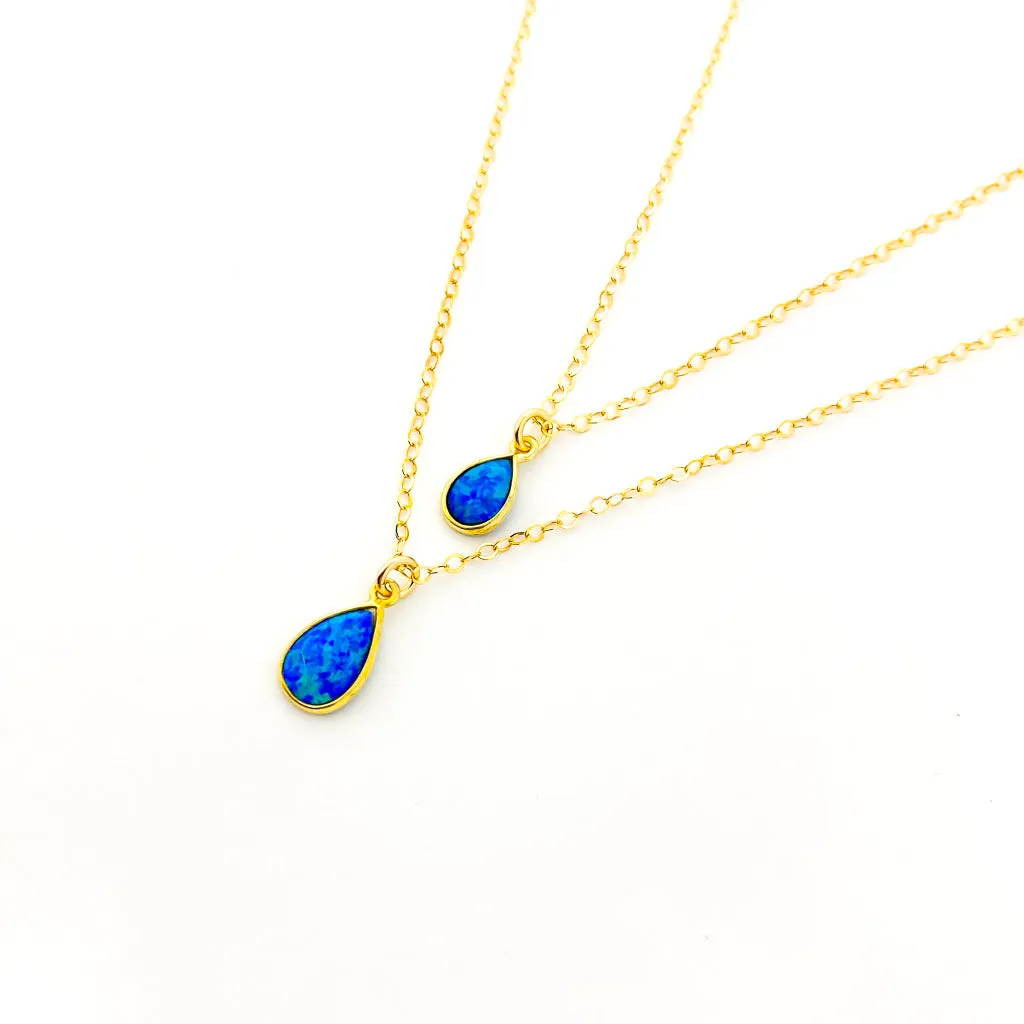 Mila Teardrop Lab Opal Necklace