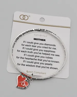 MOTHER Inspirational Bangle Bracelet with Charm