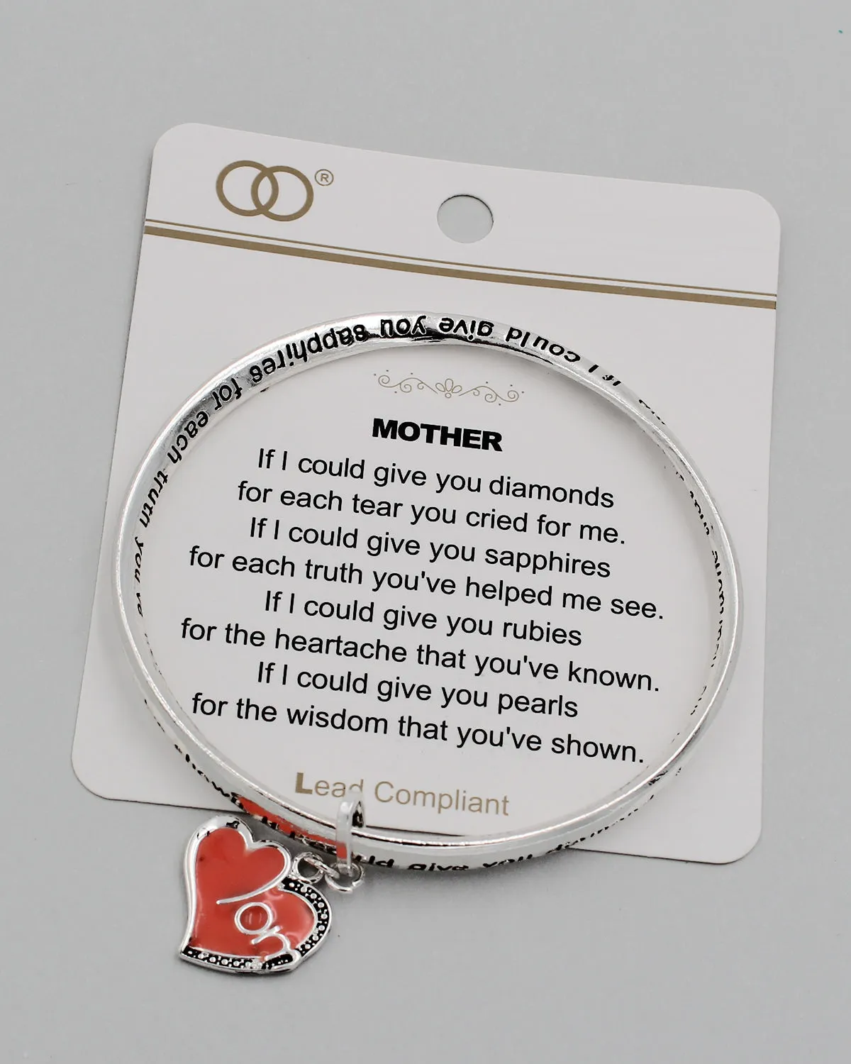 MOTHER Inspirational Bangle Bracelet with Charm