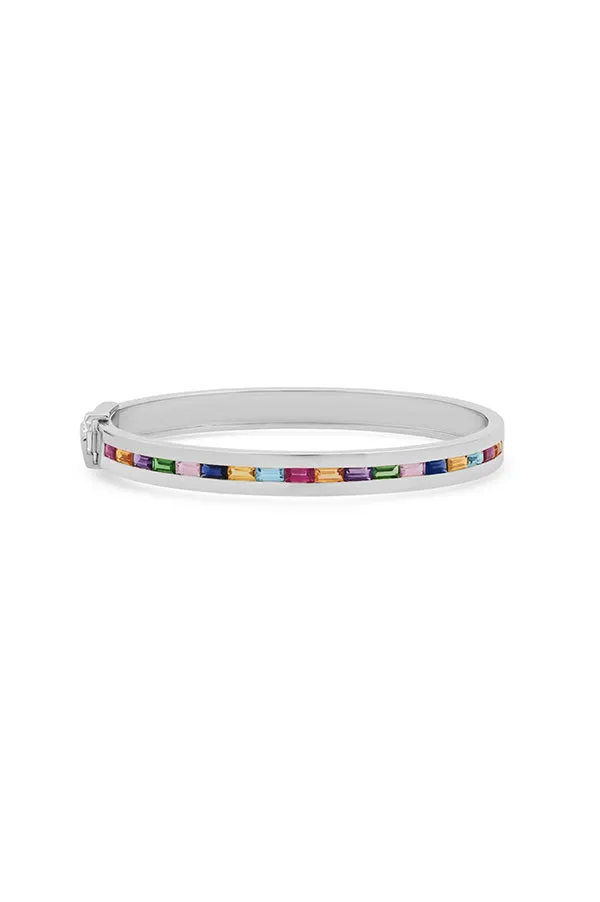 Multi Colored Baguette Row Bangle