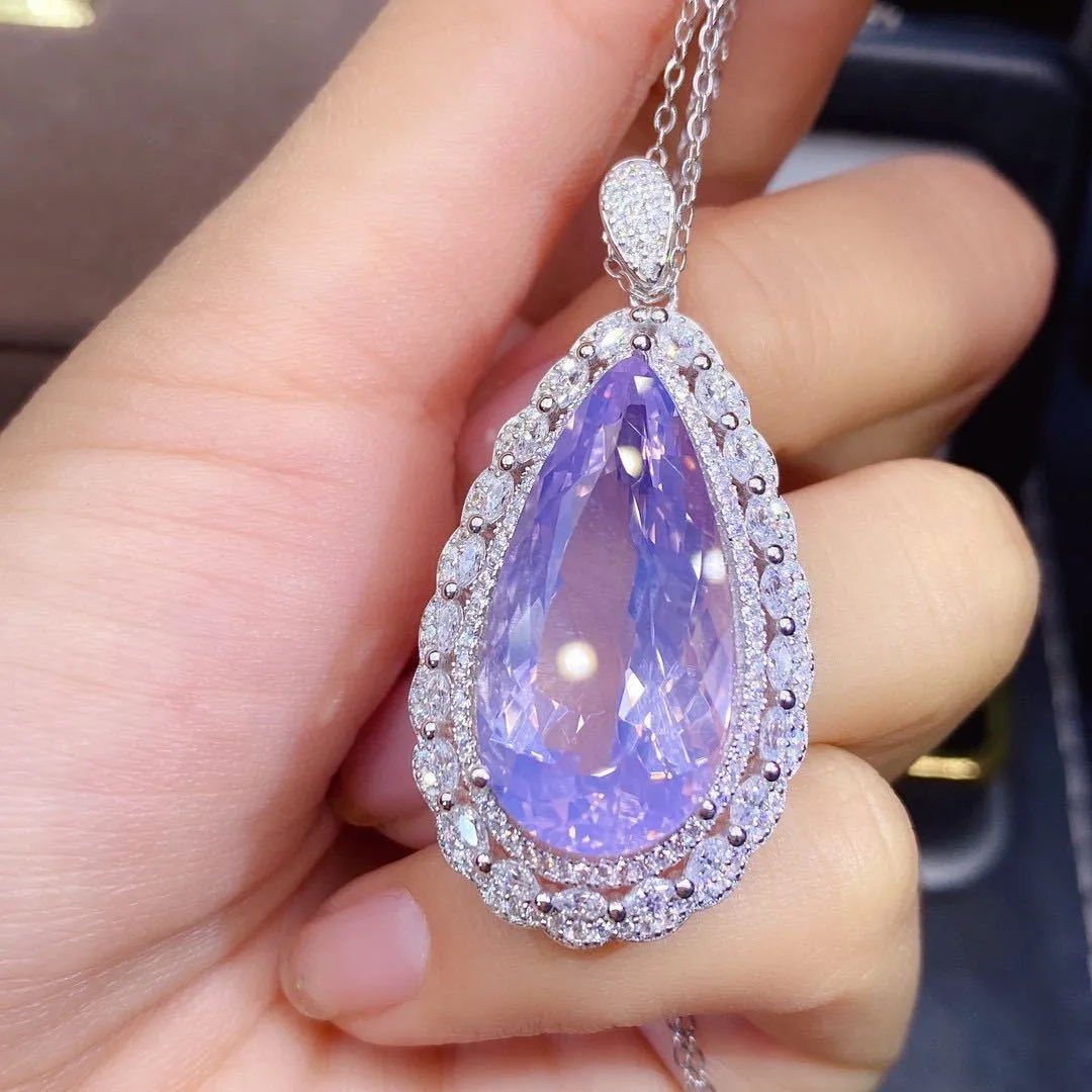 Natural Lavender Amethyst Pendant Oversized