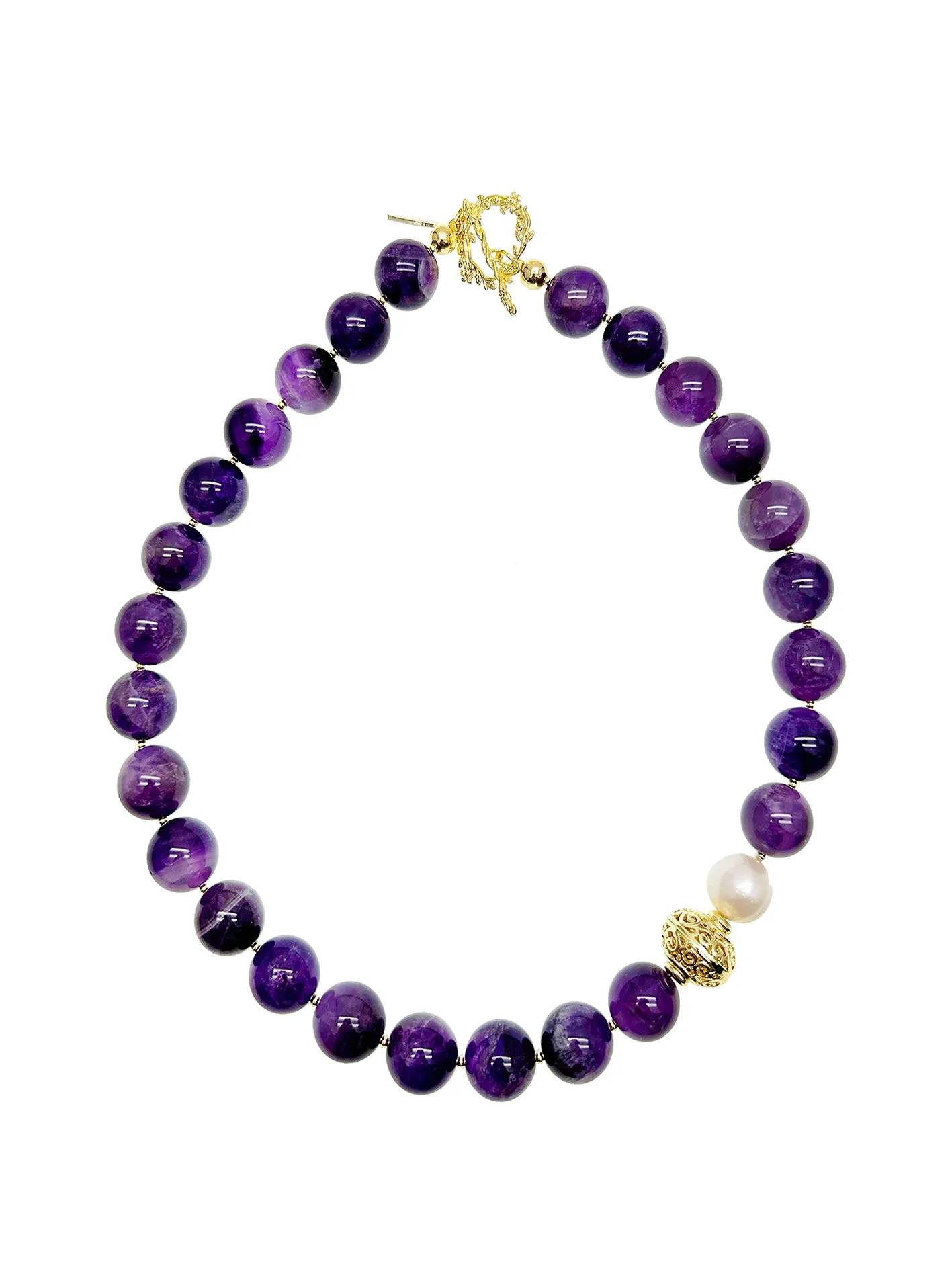 Nugget Amethyst with Baroque Pearls Necklace JN035