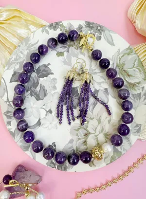 Nugget Amethyst with Baroque Pearls Necklace JN035