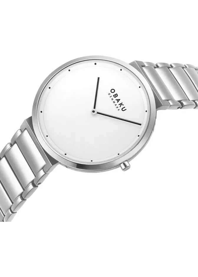 OBAKU KLIP-BRACE STAINLESS STEEL BRACELET WHITE DIAL V258GXCISC