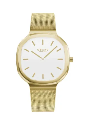 OBAKU OKTANT LILLE-GOLD MESH BRACELET WHITE DIAL V253LXGWMG