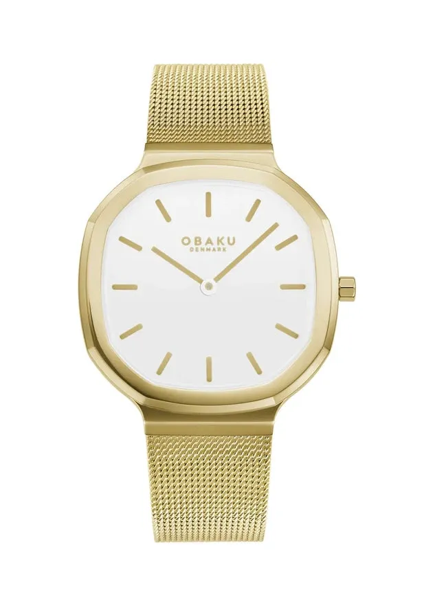 OBAKU OKTANT LILLE-GOLD MESH BRACELET WHITE DIAL V253LXGWMG