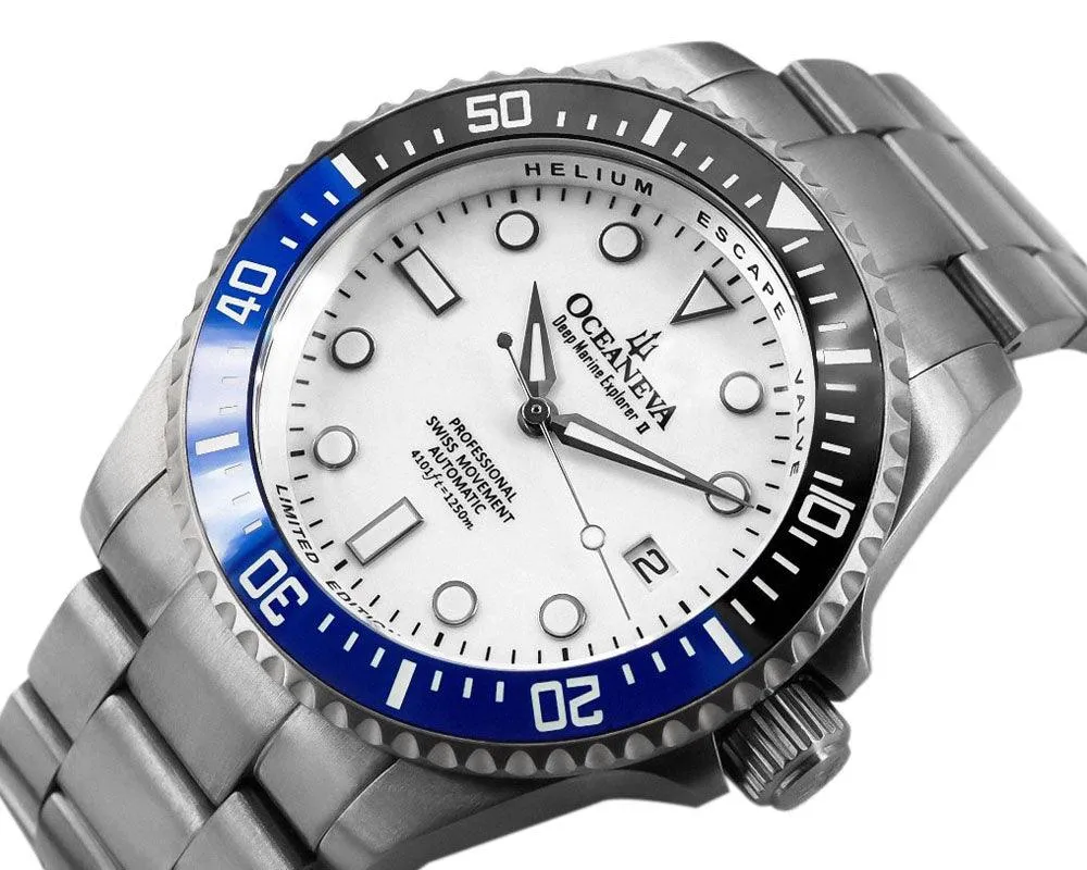 Oceaneva Deep Marine Explorer II Titanium Watch with White Dial