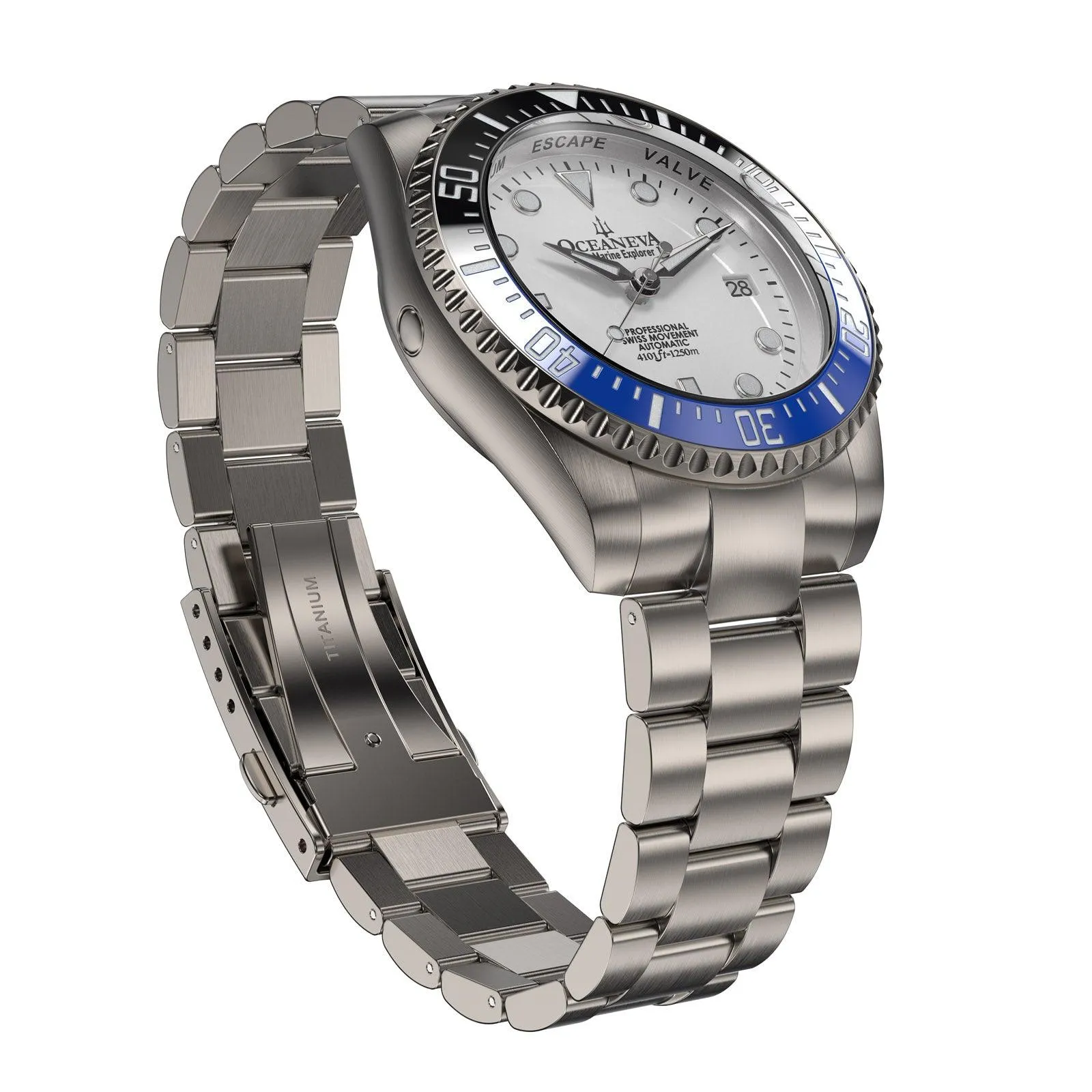 Oceaneva Deep Marine Explorer II Titanium Watch with White Dial