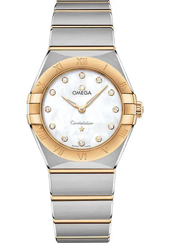 Omega Constellation Manhattan Quartz Watch - 28 mm Steel And Yellow Gold Case - Mother-Of-Pearl Diamond Dial - 131.20.28.60.55.002