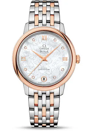 Omega De Ville Prestige Co-Axial Watch - 32.7 mm Steel Case - Red Gold Bezel - Mother-Of-Pearl Dial - Red Gold-Steel Bracelet - 424.20.33.20.55.001