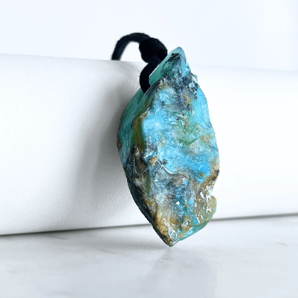 OOAK Raw Andean Opal Gemstone Pendant - Mountain Serenity