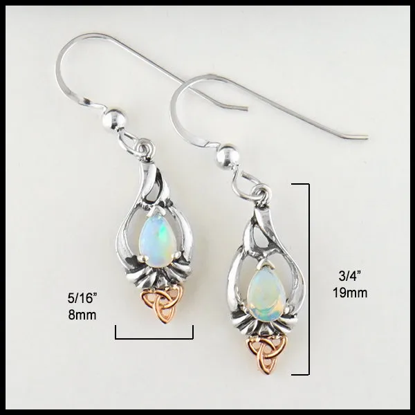 Opal and Trinity Knot Pendant and Earring set