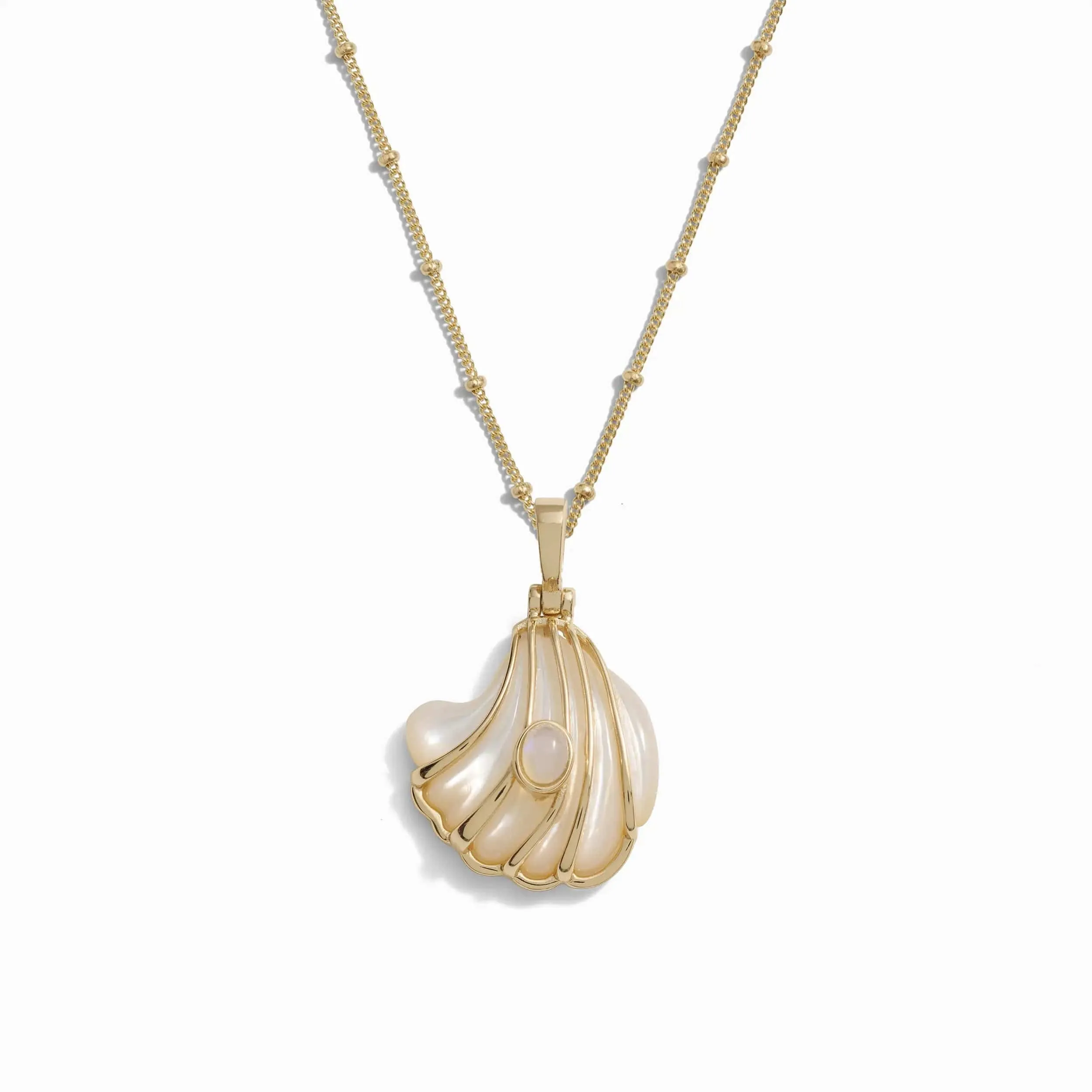 Opal Mother of Pearl Carved Shell Necklace