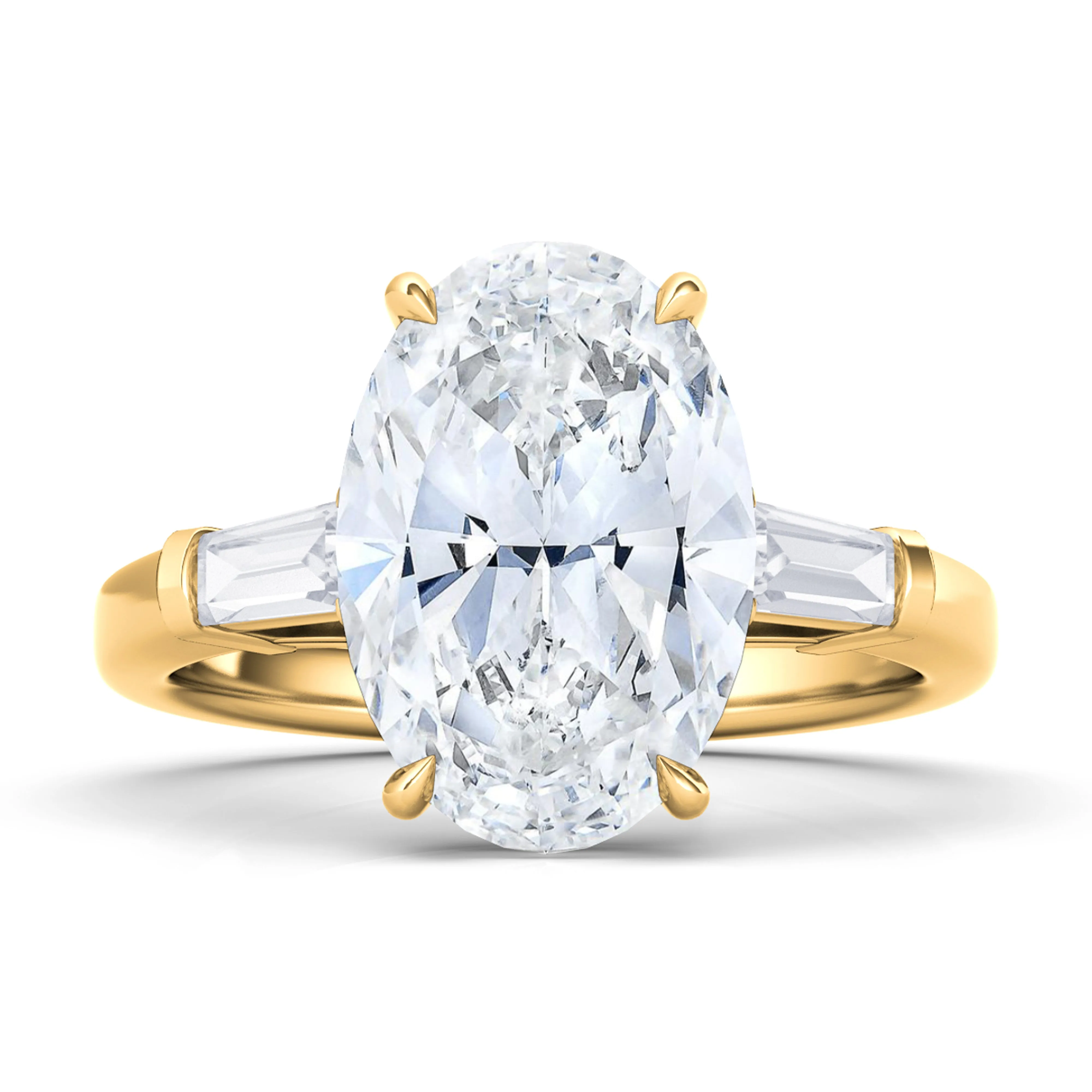 Oval Cut Diamond Ring With Tapered Baguettes