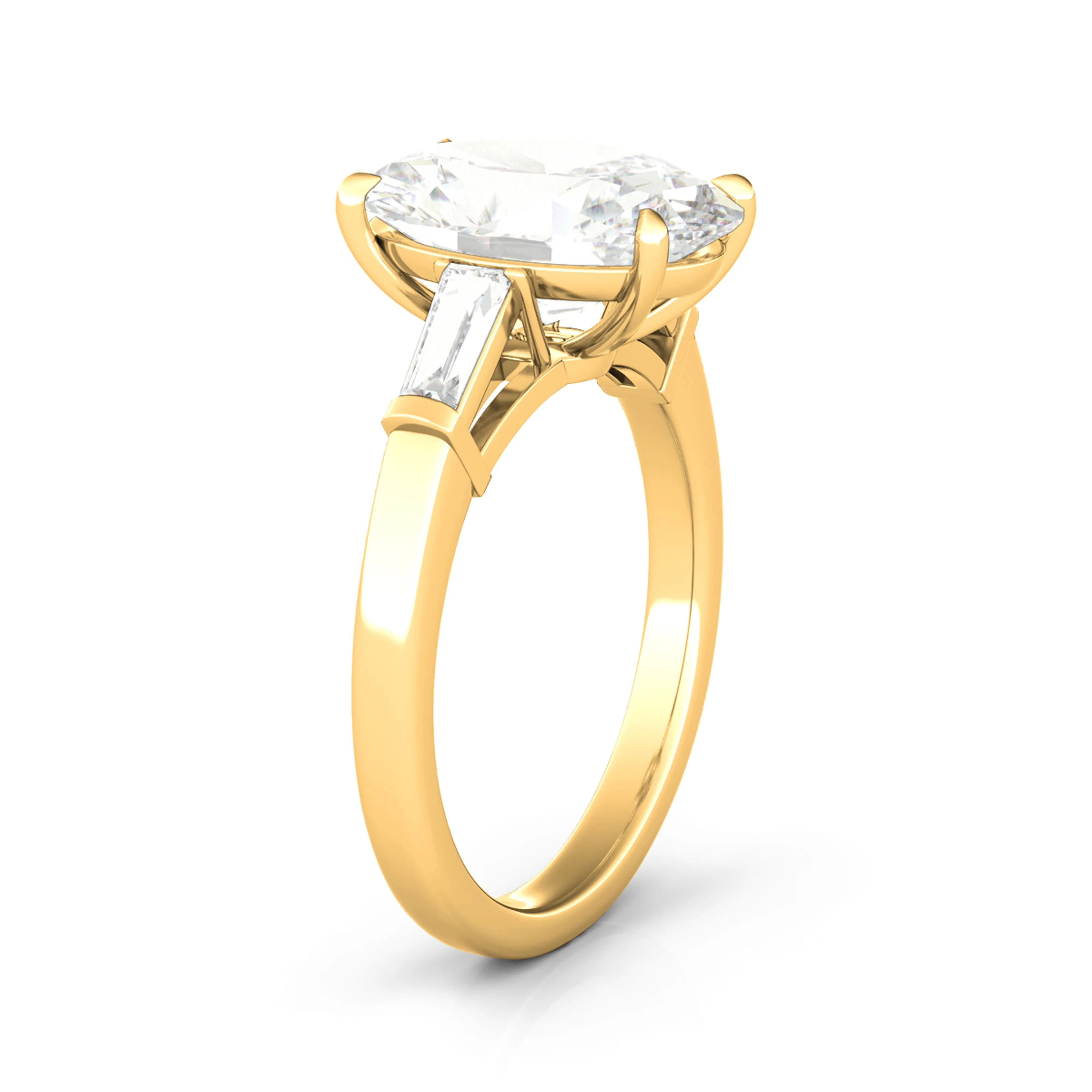 Oval Cut Diamond Ring With Tapered Baguettes