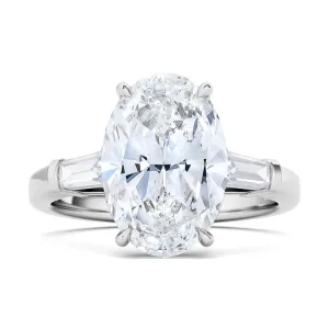 Oval Cut Diamond Ring With Tapered Baguettes