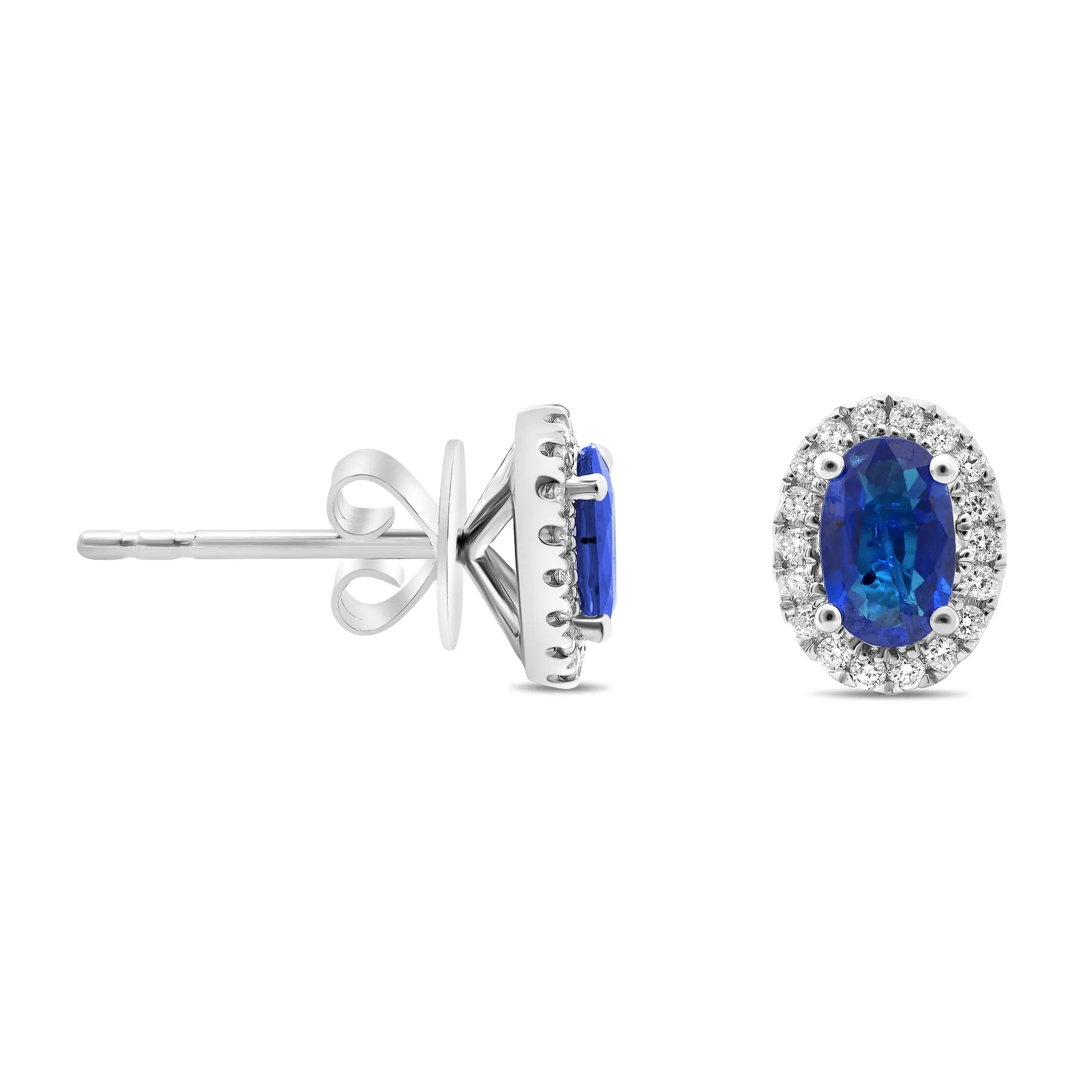 Oval Sapphire and Diamond Studs