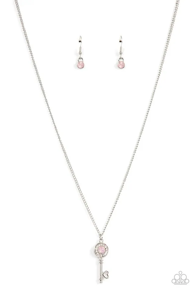 Paparazzi Necklace ~ Prized Key Player - Pink