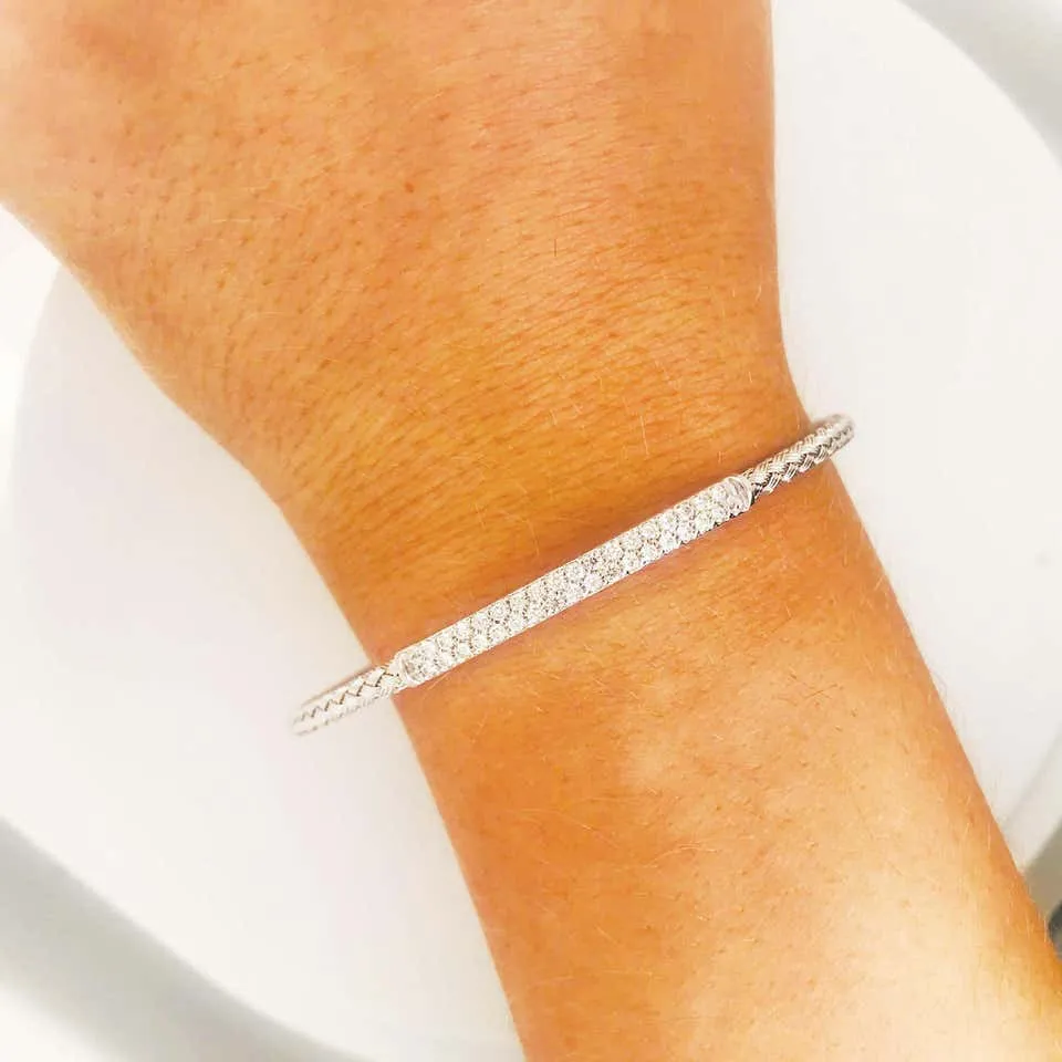 Pave Diamond Bar Flexible Bracelet