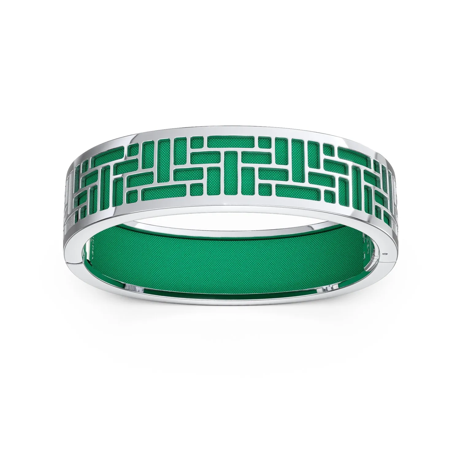 Pavilion Bangle - Python Green - Sterling Silver