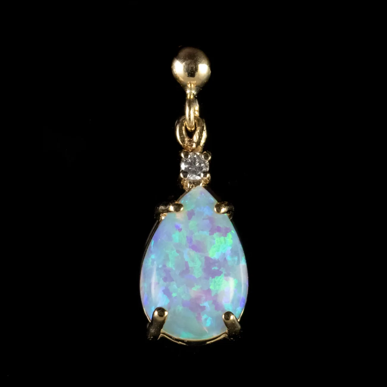 Pear Cut Opal Diamond Earrings 9Ct Yellow Gold