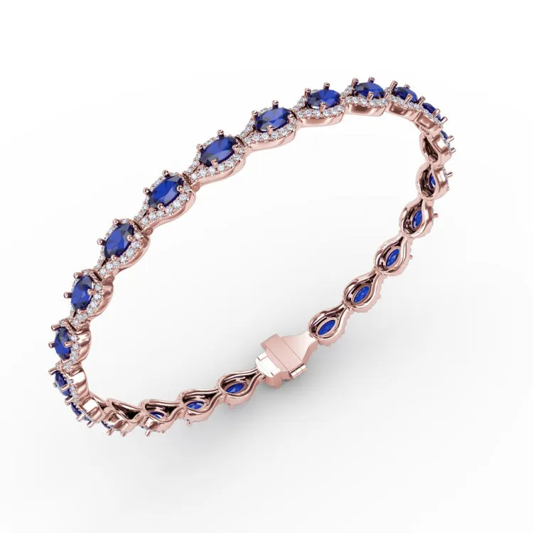 Pear-Shaped Diamond & Sapphire Bracelet