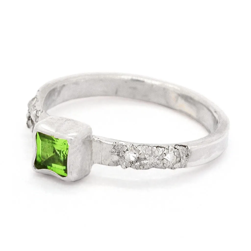 Peridot & White Zircon Ring (size 5)