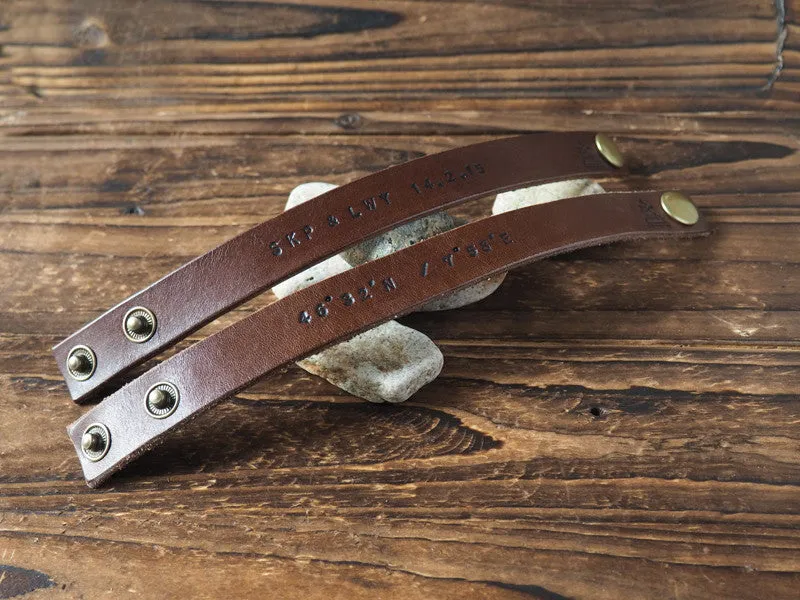 Personalized Leather Cuff Bracelet #Brown