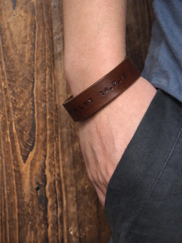 Personalized Leather Cuff Bracelet #Brown