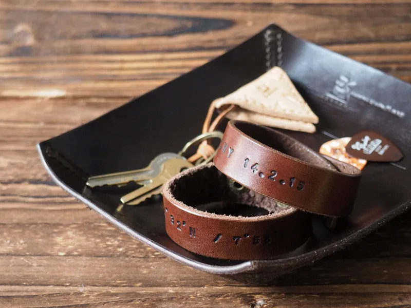 Personalized Leather Cuff Bracelet #Brown