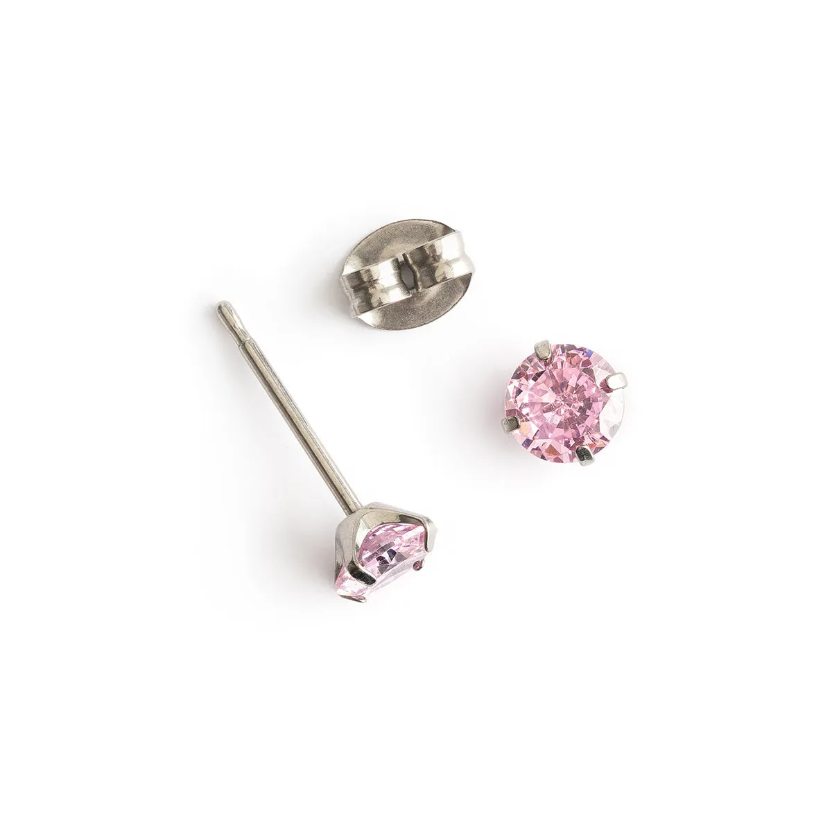 Pink Zirconia Titanium Stud Earrings