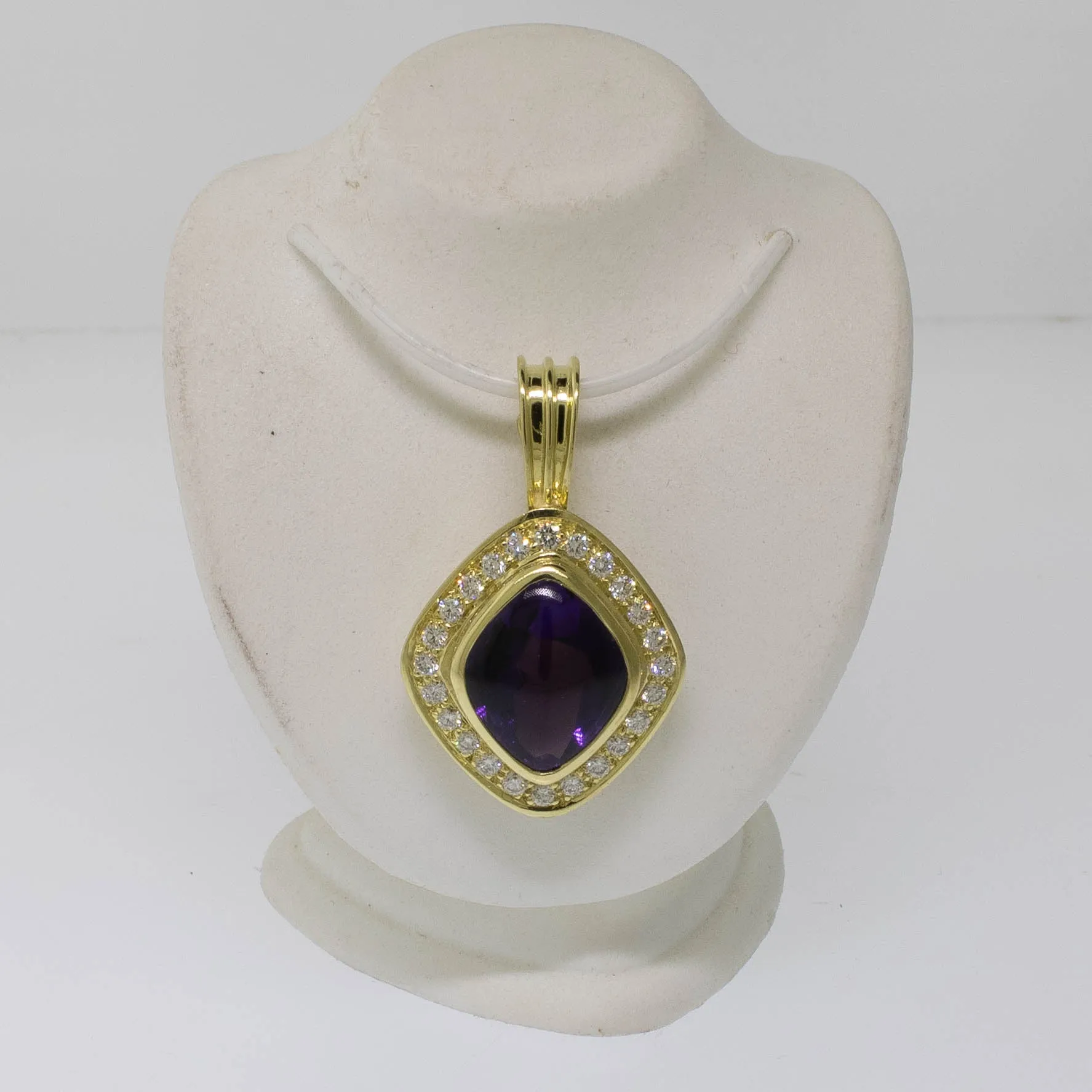 Pre-Owned 18K Yellow Gold Amethyst & Diamond Slide Pendant, 1 CTTW, 4.8 DWT