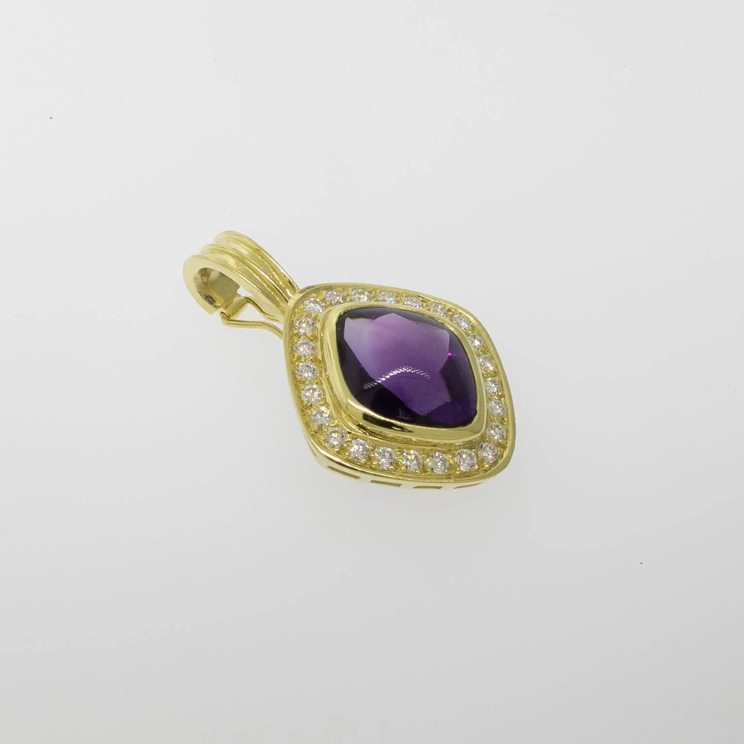 Pre-Owned 18K Yellow Gold Amethyst & Diamond Slide Pendant, 1 CTTW, 4.8 DWT