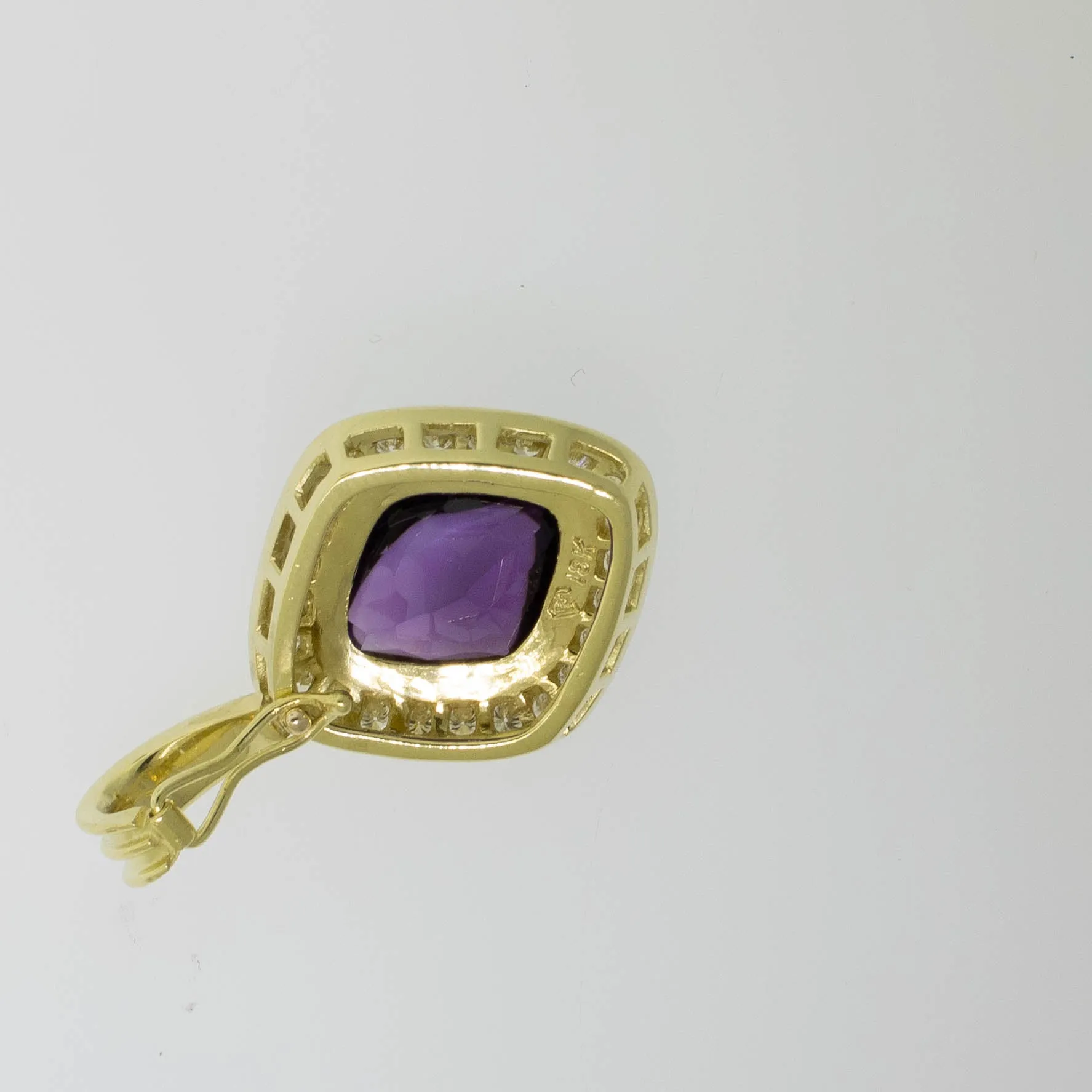 Pre-Owned 18K Yellow Gold Amethyst & Diamond Slide Pendant, 1 CTTW, 4.8 DWT