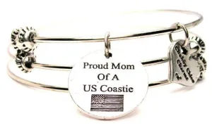 Proud Mom of a US Coastie Triple Style Expandable Bangle Bracelet