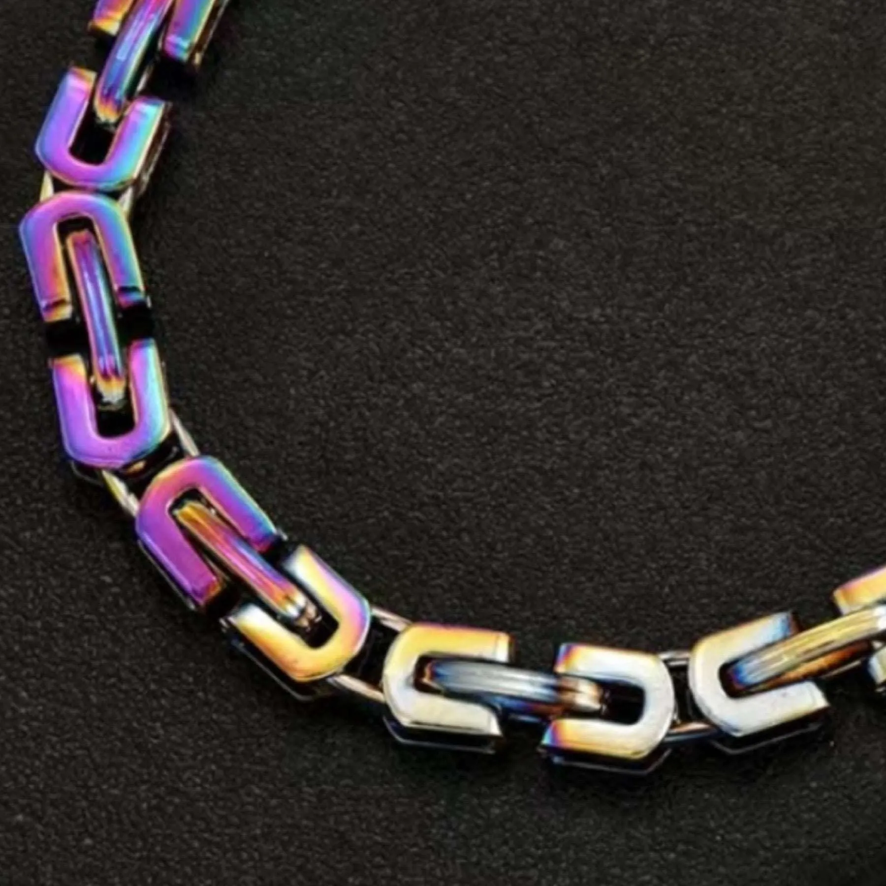 Rainbow Anodized Titanium Byzantine Chain Bracelet