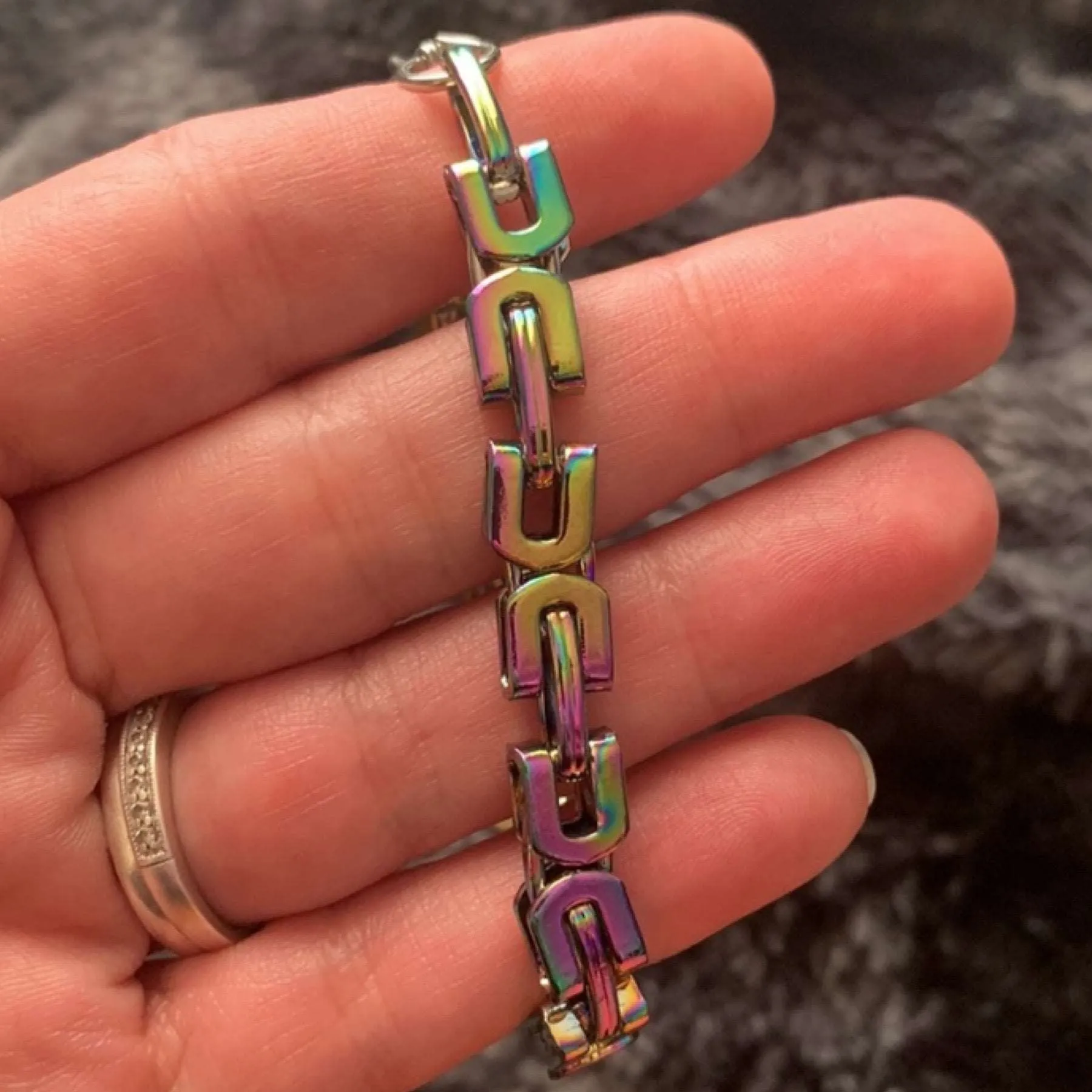 Rainbow Anodized Titanium Byzantine Chain Bracelet