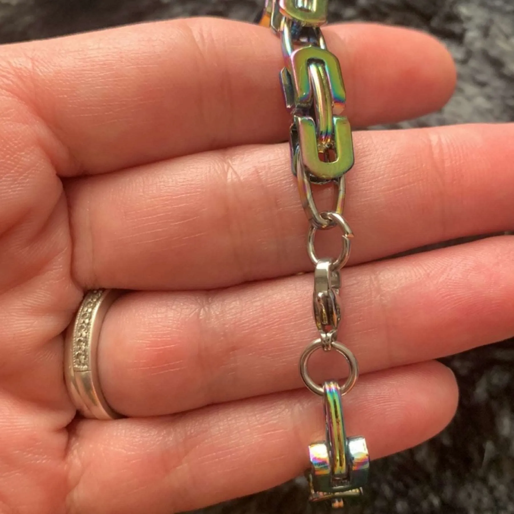 Rainbow Anodized Titanium Byzantine Chain Bracelet